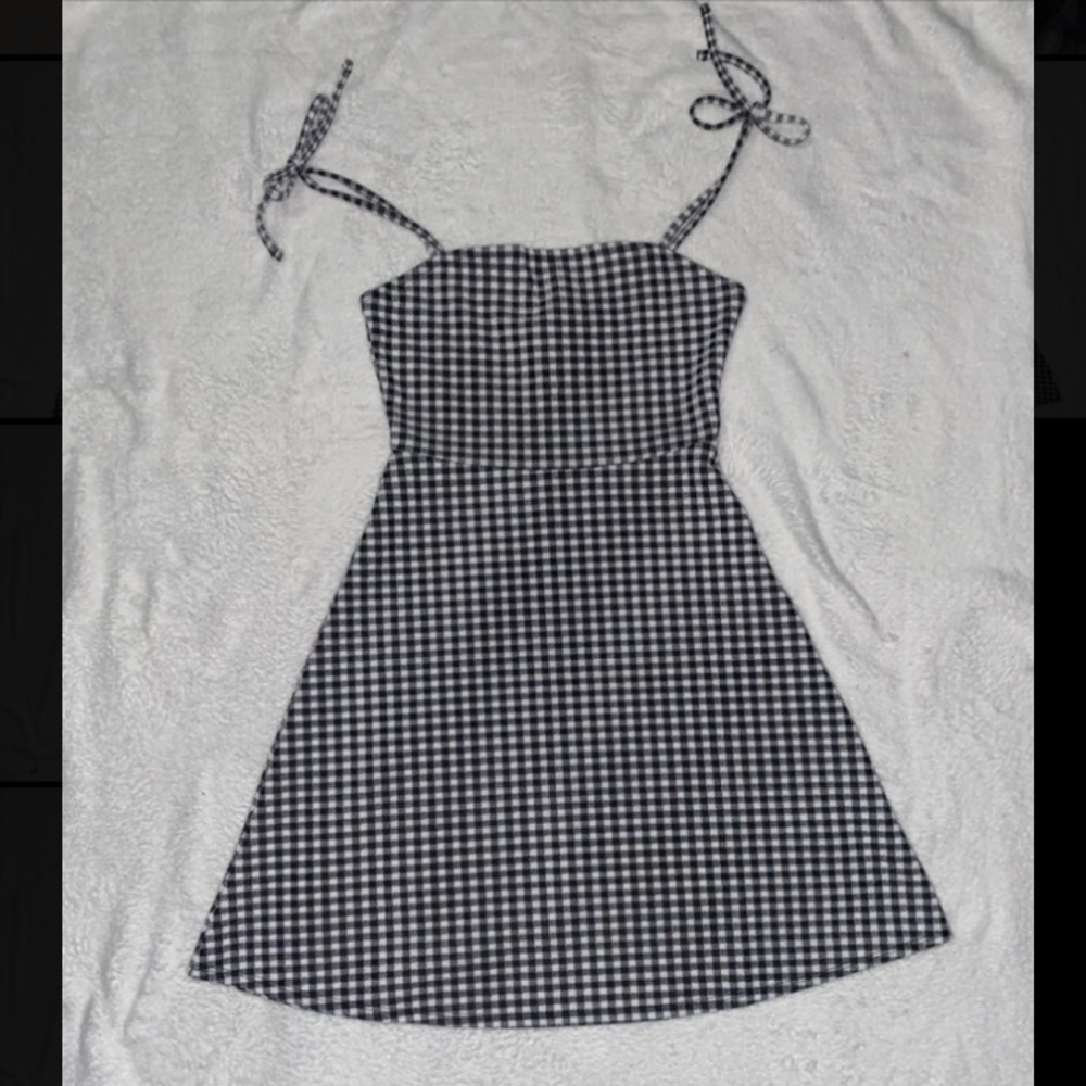 Plaid Cross-Hatch Black and White Dress